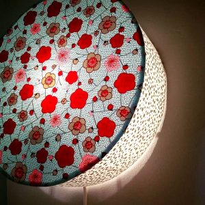 Applique lumineuse cylindrique papier japonais