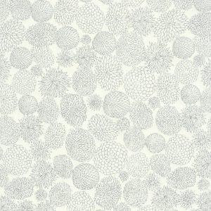 Papier japonais fond naturel fleurs de chrysanthèmes argentées