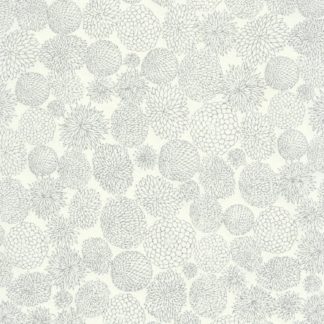 Papier japonais fond naturel fleurs de chrysanthèmes argentées