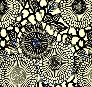 Papier japonais fond blanc rosaces bleues, noires et grises