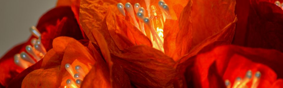 Guirlande lumineuse en papiers népalais, réalisée par Agnès Clairand