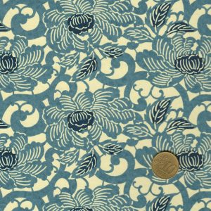 Papier japonais aux fleurs de lotus bleues