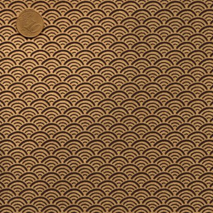 Papier japonais noir vagues dorées