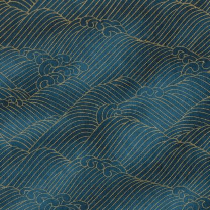 Papier japonais vagues dorées sur un fond bleu