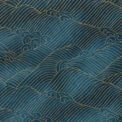 Papier japonais vagues dorées sur un fond bleu