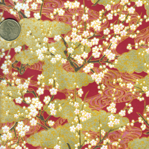 Papier japonais grenat et doré