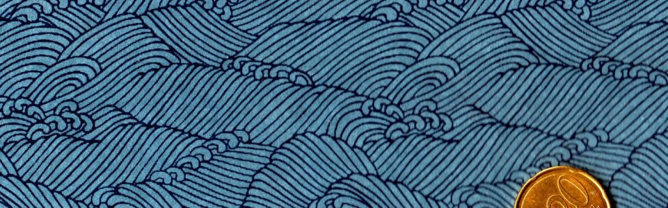 Papier japonais fond bleu vagues bleues